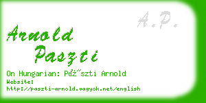 arnold paszti business card